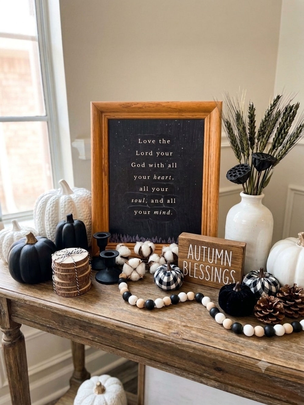 Black Wood Framed Decorative Bible Verse Tabletop Plaque Sign Farmhouse 8 x 6 In